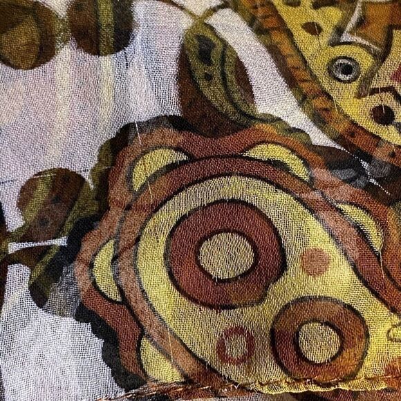 ❤️Charming Charlie Yellow/Brown Paisley Scarf - Picture 7 of 8